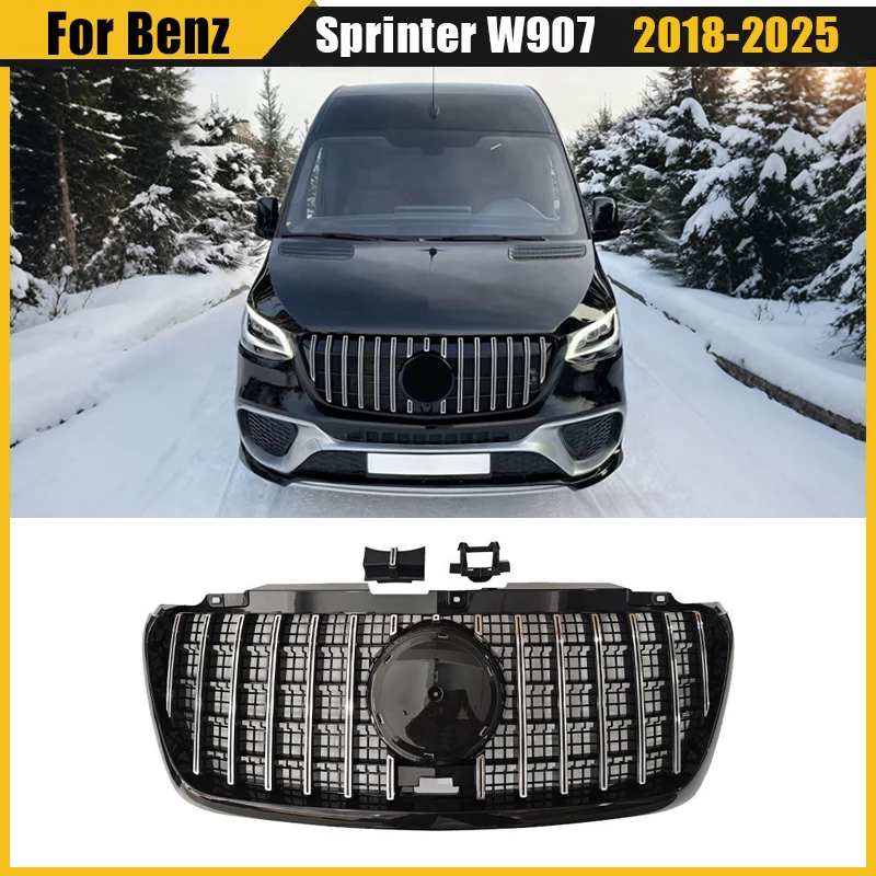 Parrilla de parachoques delantera para mercedes-benz Sprinter W907 2018 2019 2020 2021 2022 2023, parrillas de repuesto para parrilla de carreras, pieza automática