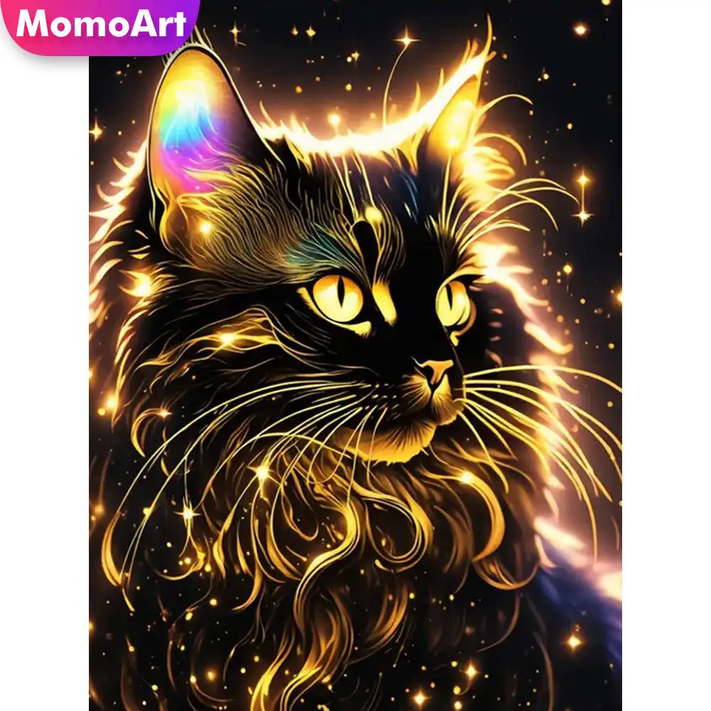 Momoart Katze Diamant Malerei Tier bunte Diamant Mosaik Bild Strass Mond Wand Dekor