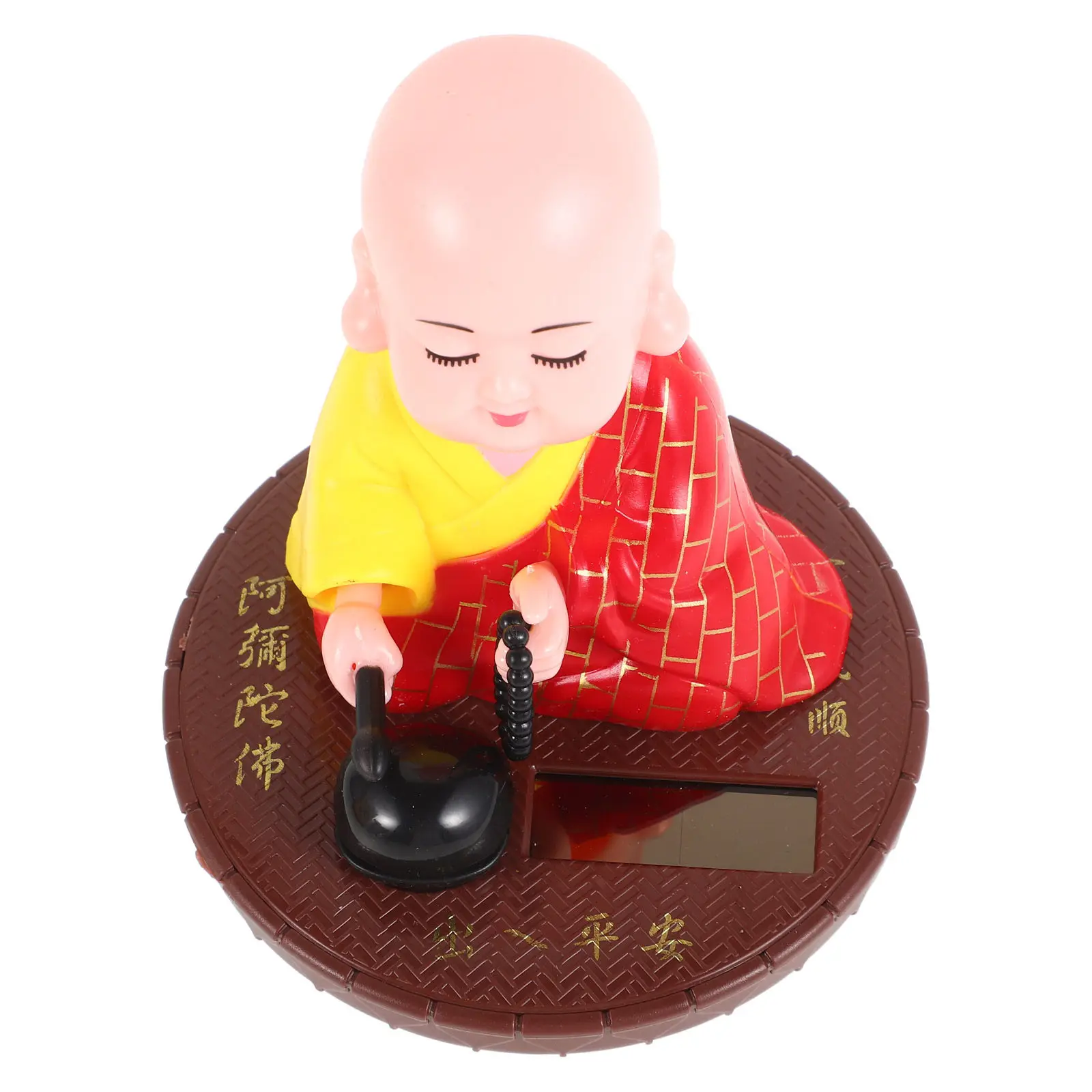 

Solar Powered Laughing Buddha Shaking Head Monk Car Dashboard Ornament Mini Statue for Home Office Decor Dancing Solar Toys