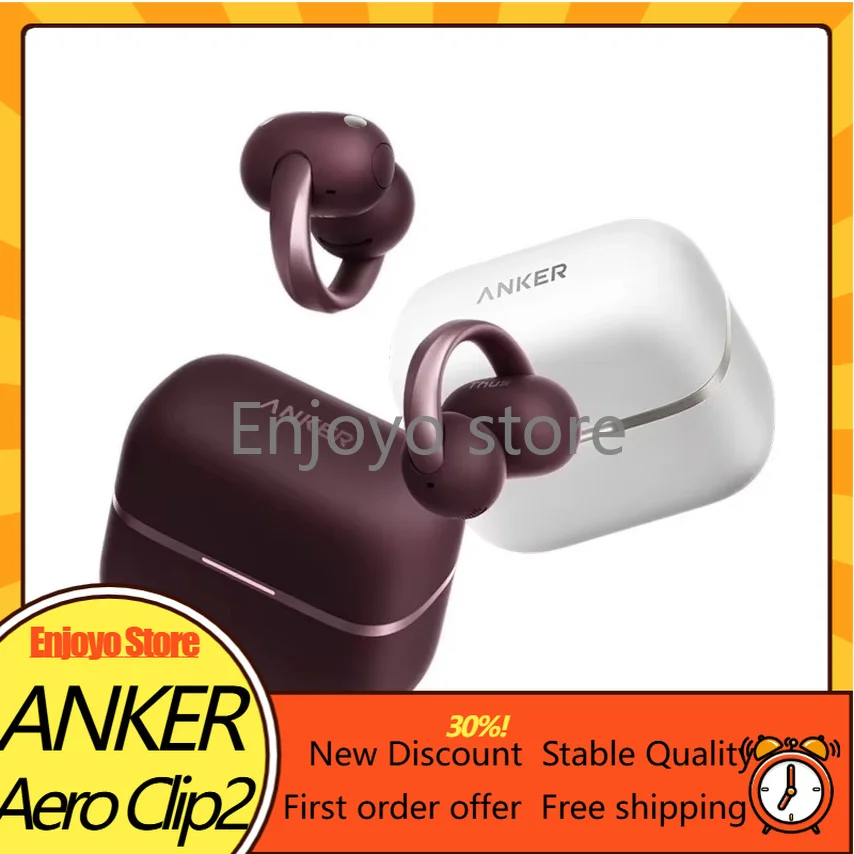 Hot New Anker AeroClip 2 Open‑Ear Clip‑on Earbuds AI Chip LDAC Hi‑Res Wireless Bluetooth Earphones IP57 Sports Ear Clip Headset