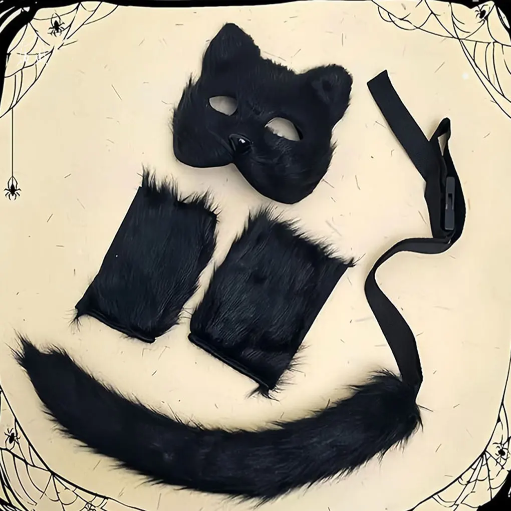 Innowacyjny zestaw pluszowych rękawic i maski do cosplay na Halloween, odpowiedni na Halloween i inne okazje.