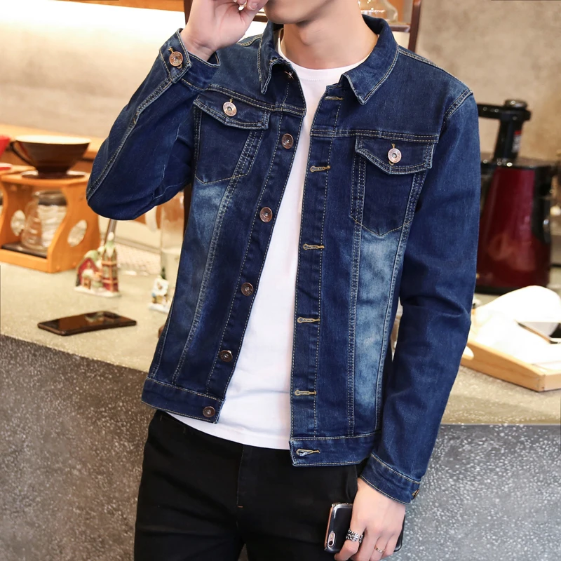 

Ретро джинсовая куртка для мужчин: весенне-осенняя, в корейском стиле, приталенная, молодежная, для подростков