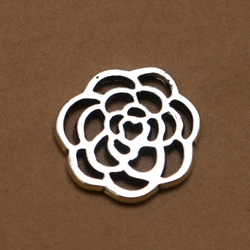 

50 шт., винтажный кулон в виде розы, полые подвески из сплава для изготовления ювелирных изделий своими руками, ожерелье, браслет, брелок, аксессуары для рукоделия, металлический шарм