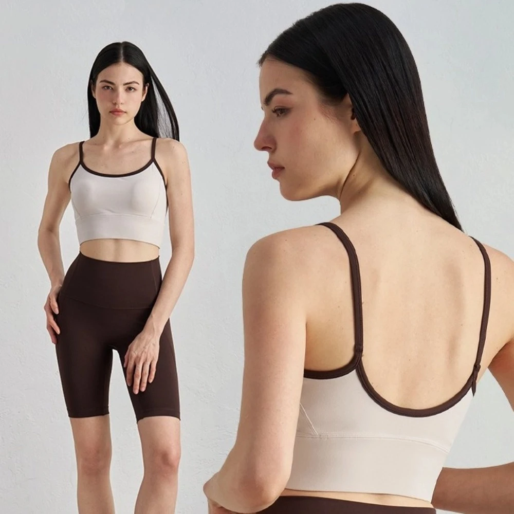 Contrasting Color Sports Vest Breathable Comfortable Yoga Underwear Splicing Design Moisture-Wicking Sports Bra Yoga