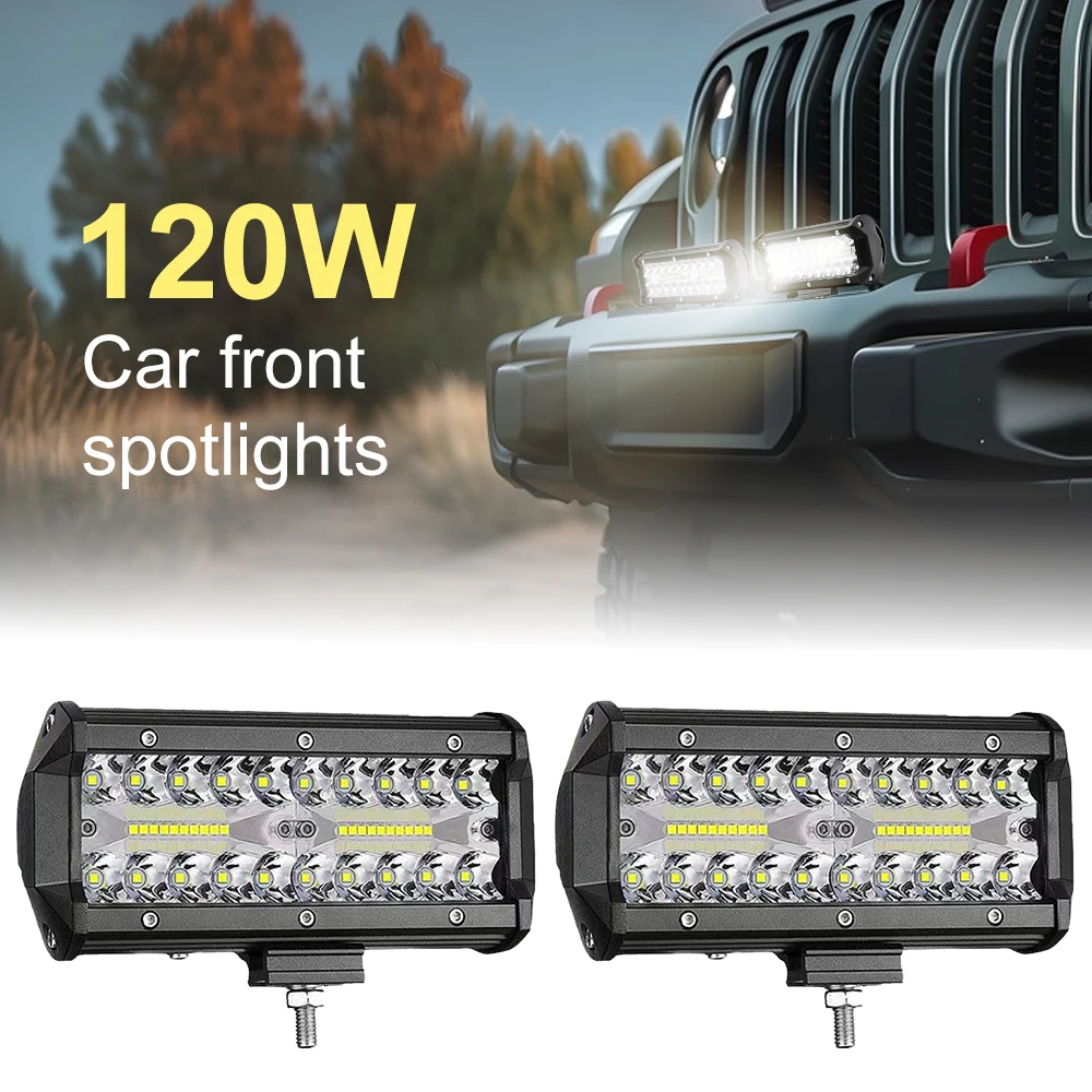 120W Car LED Light Bar/Work Light Offroad Spot Flood Combo LED Bar For Truck Car SUV 4x4 Boat ATV Barra LED 12V 24V Headlights