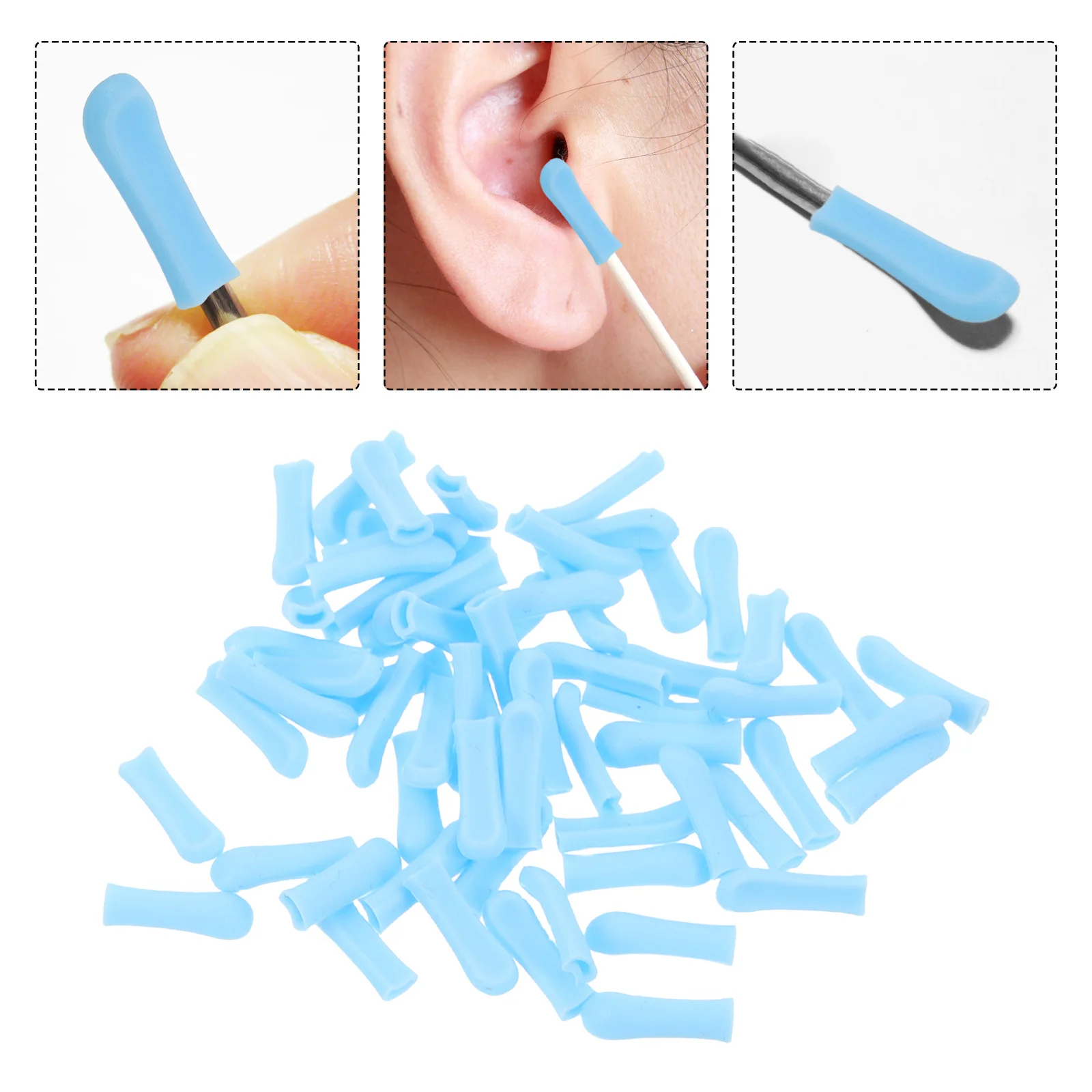 

80pcs Silicone Spoon Tips Replacement For Soft Reusable Wax Removal Sleeves Home Travel Ear Cleaning Camera