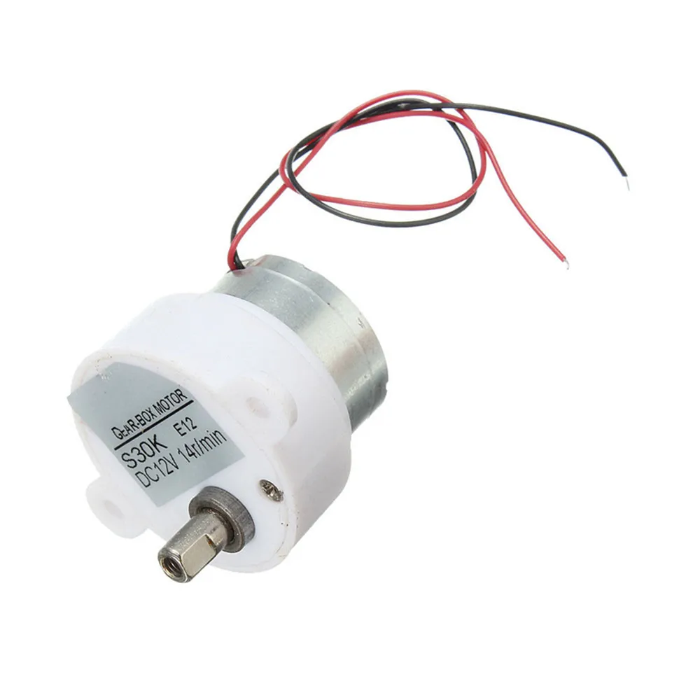 Electric Brushless Motor DC 12V High Torque Gear Motor Geared Box S30K Reduction Motor 7.5/14RPM 2 Wires for Electronic Toys Fan