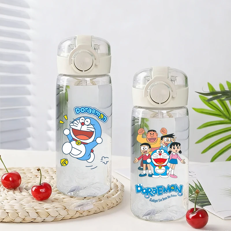 

Детская бутылка для воды с соломинкой, 400 мл, с изображением Дораэмон, для девочек и мальчиков, милая, для спорта на открытом воздухе, пластиковая, подарок