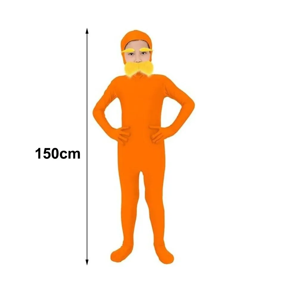 

Spandex Invisible Full BodySuit Yellow Mustache and Eyebrow Orange Halloween Costume Casual Solid Color Jumpsuit Costume