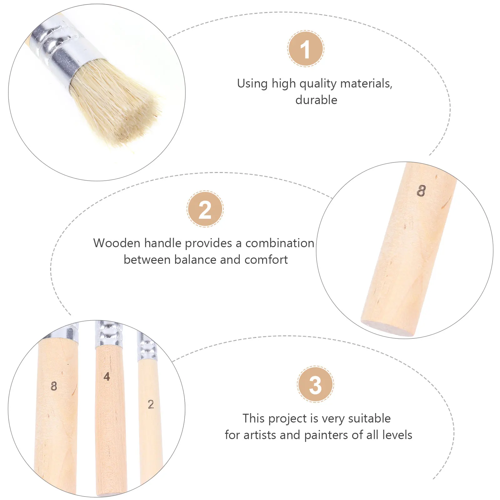 

3 Set/9pcs Brush Paint Brushes for Stencils Painting Template Pig Hair Stenciling