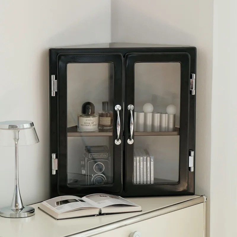 Corner Cabinet for Bedroom, Mid-Century Display Shelf for Desktop Collection, Designer Storage Showcase for Home Organizing