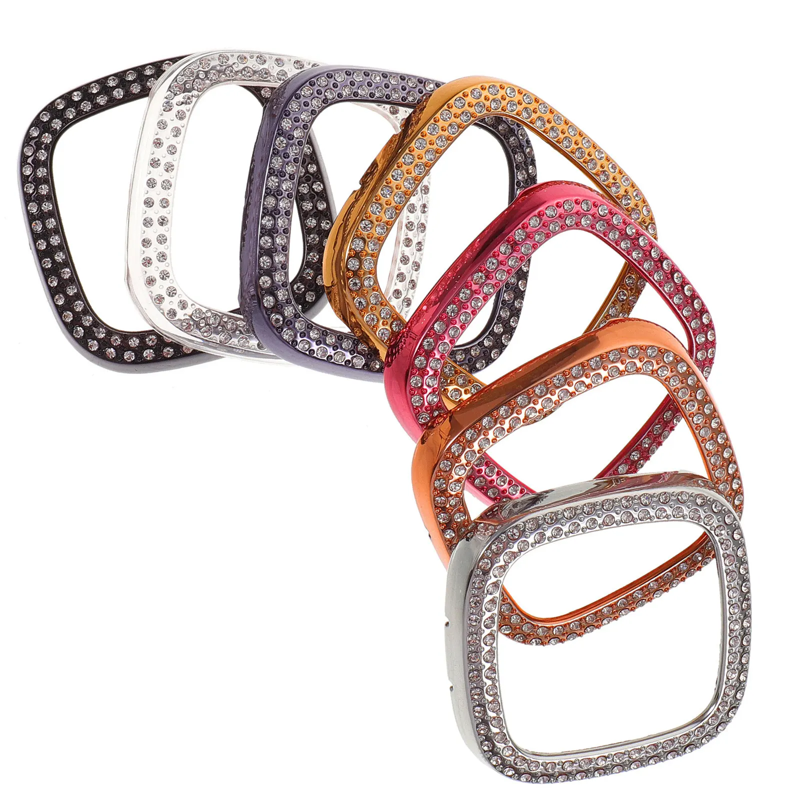 7Pcs Rhinestone Electroplated Watch Cover Protective Case Compatible 3 Sense Tpu Smartwatch Shell