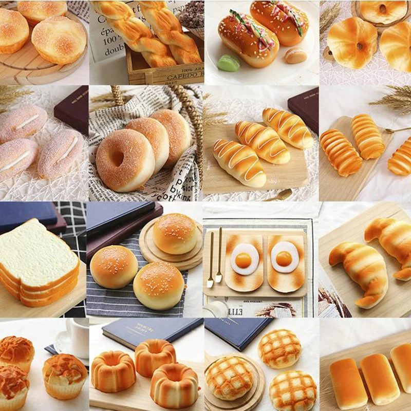 1Pc Simulation PU Bread Toast Donuts Slow Rising Squeeze Stress Relief Toys