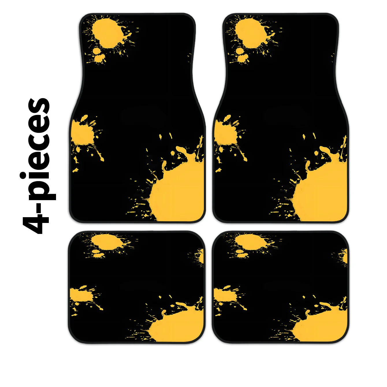 A Set Of Four High-End Car Interior Additions Featuring A Yellow Ink Stain Pattern, Easy To Clean, Suitable For Both Front And R