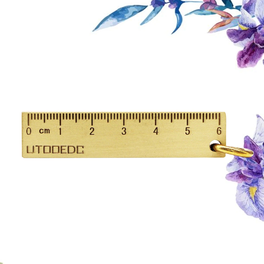 

Brass Ruler Pendant Metal Key Ring Keychain Pure Copper Creative Gift Keyrings Hanging Miss