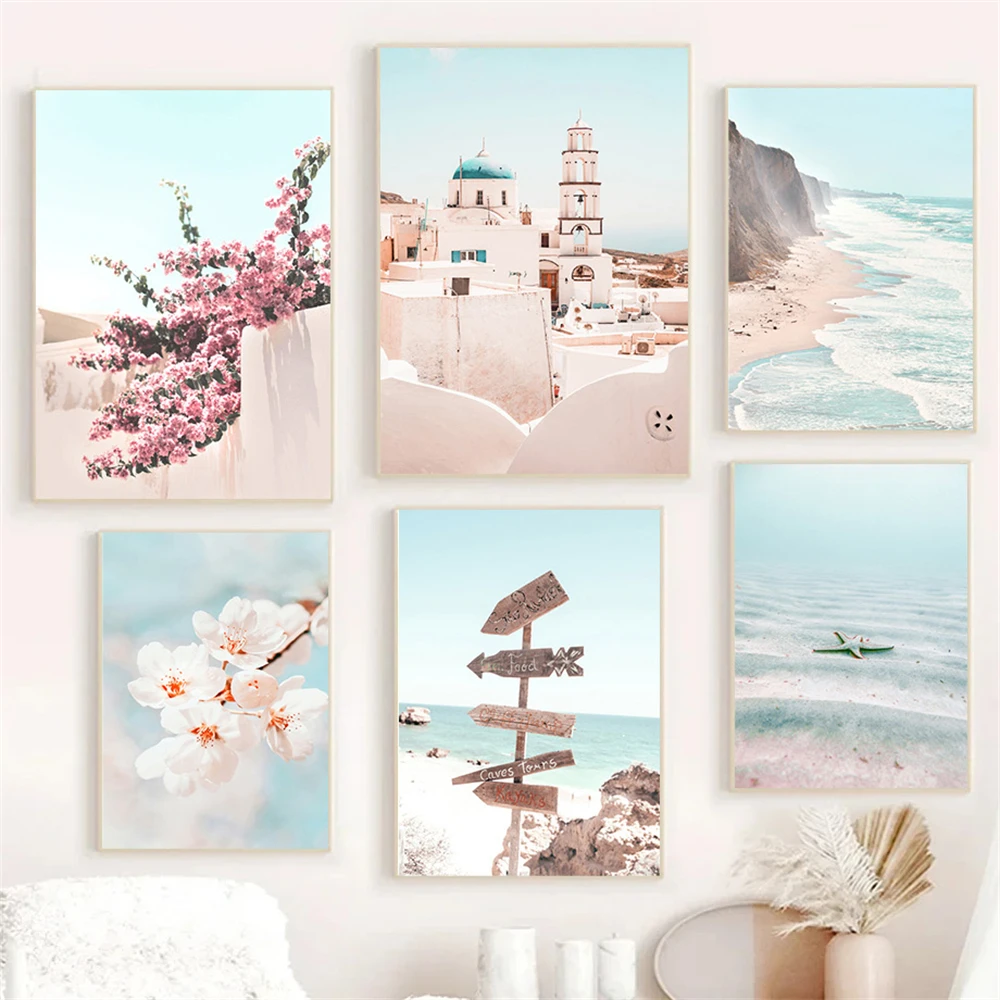 Greece Santorini Nature Landscape Canvas Poster Painting Sea Beach Wall Art Print Picture Nordic Posters Living Room Home Decor