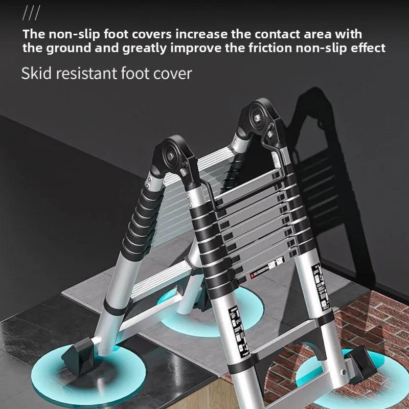 

Thickened aluminum alloy multifunctional telescopic herringbone ladder staircase indoor lifting folding ladder bamboo ladder