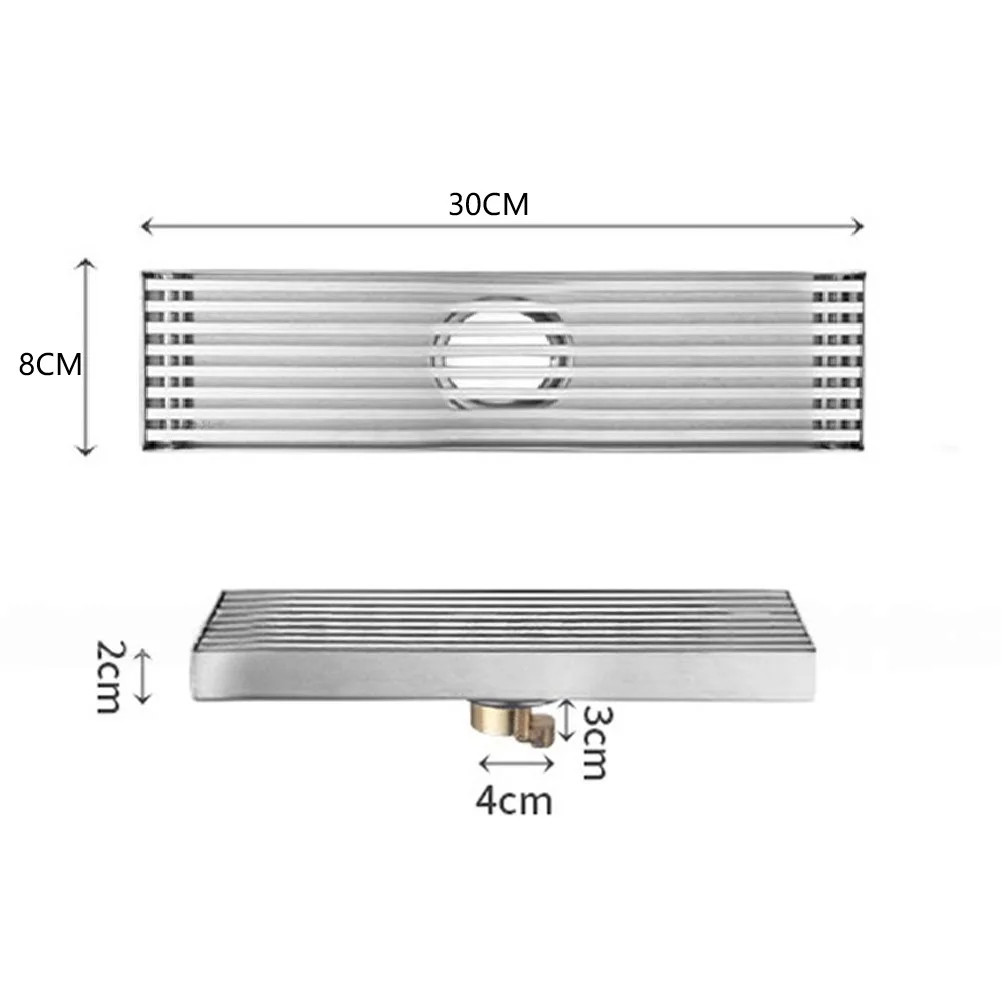 Stainless Steel Floor Drain in Linear Rectangular Format for Bathroom Shower Room and Low Profile Drainage Needs