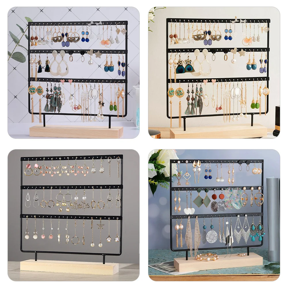 3-уровневая настольная стойка для ювелирных изделий, железная подставка для сережек, органайзер для ожерелья, колец, браслетов, держатель для хранения, держатель для ожерелья
