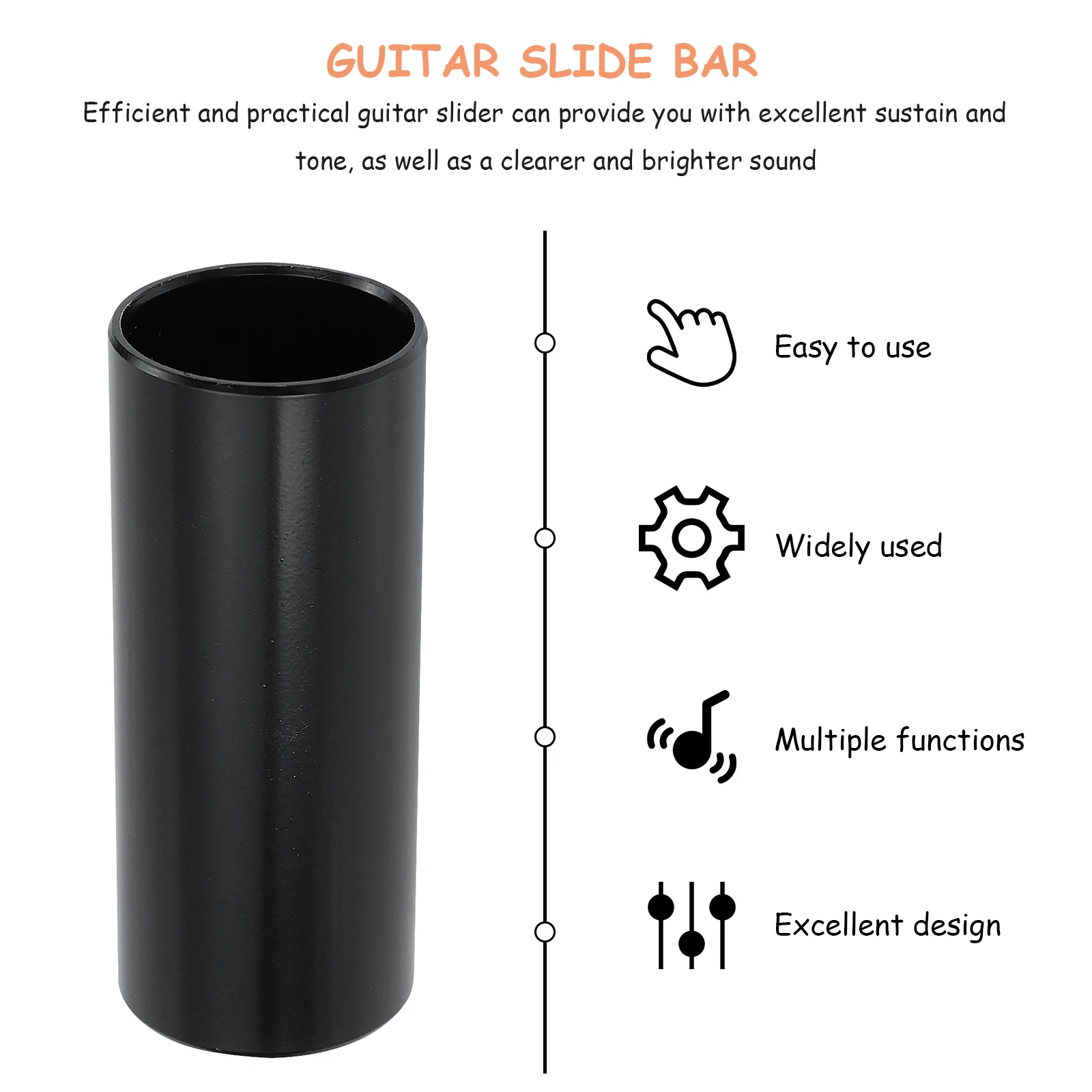 

Guitar Finger Cots Slide Acoustic Slider Rail Practical Stainless Steel Solid Rod