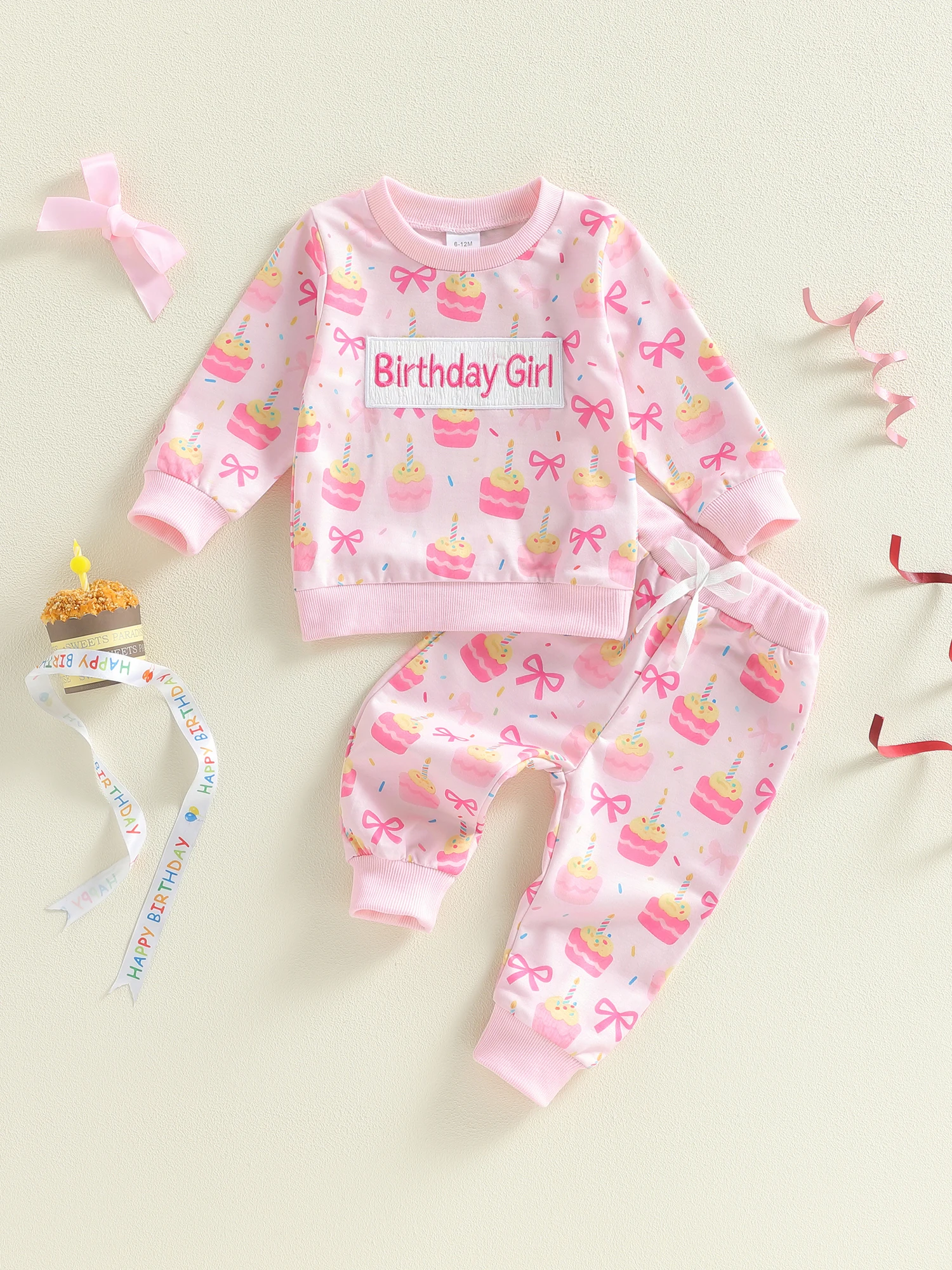 طقم ملابس عيد ميلاد للأطفال الرضع الأولاد مع قلنسوة وسروال مطبوع عليه بالون مكون من قطعتين للفتيات الصغيرات #1