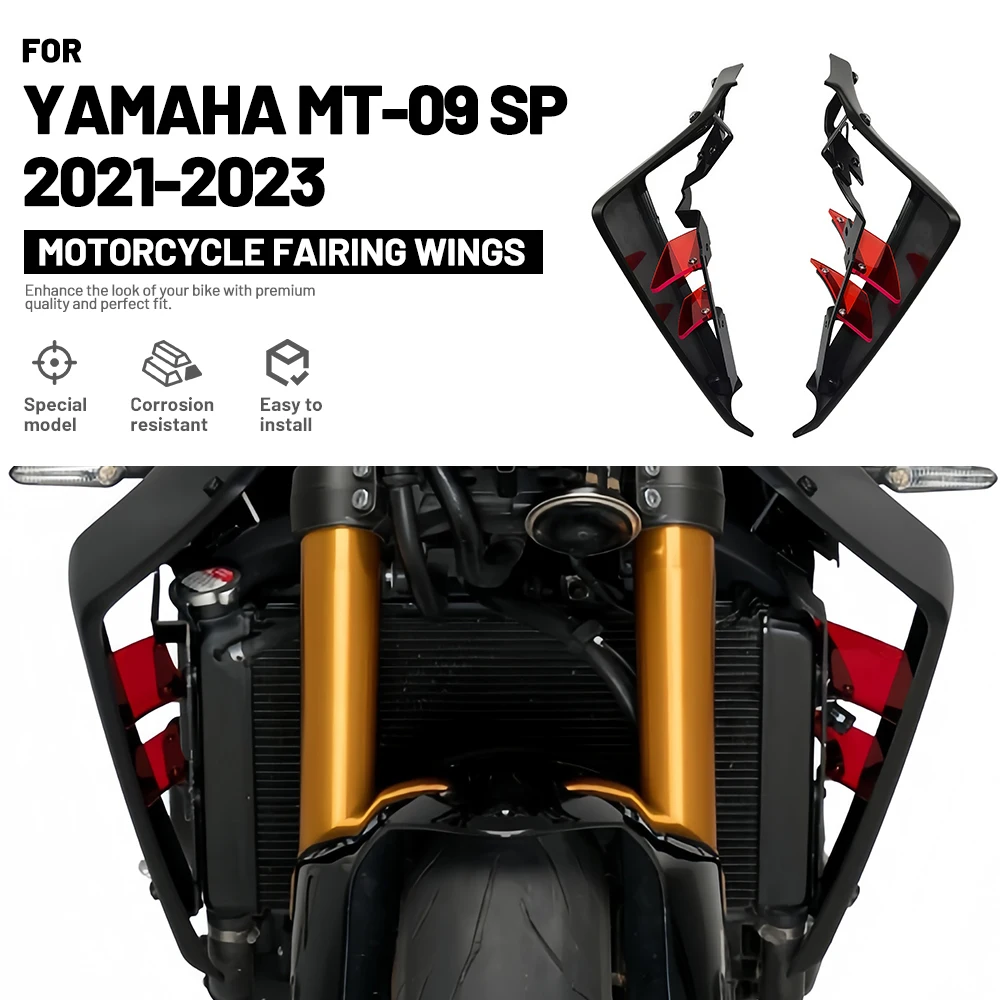 Fit for Yamaha MT-09 / SP 2021-2023 Black Outer Fairing Wings with Fluorescent Green Inner Aerodynamic Blades