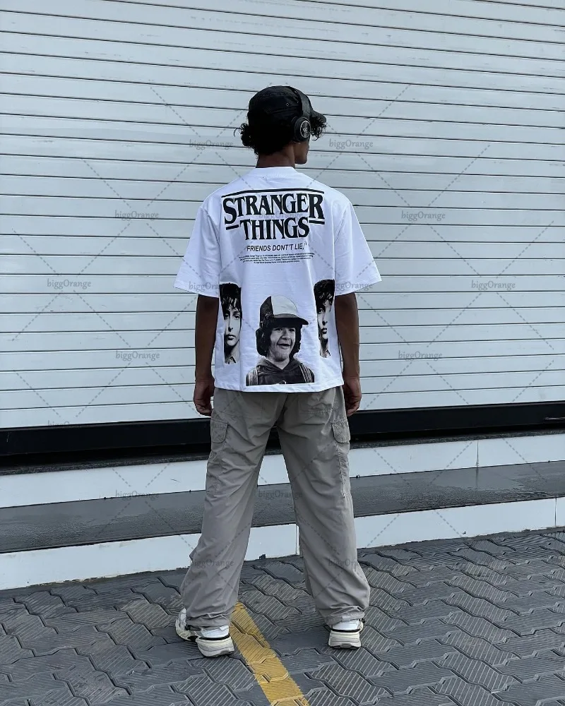 

Y2k American Trendy Brand New Clothing Letter Portrait Print Oversized Short-sleeved Men Harajuku Retro Casual T-shirts Women