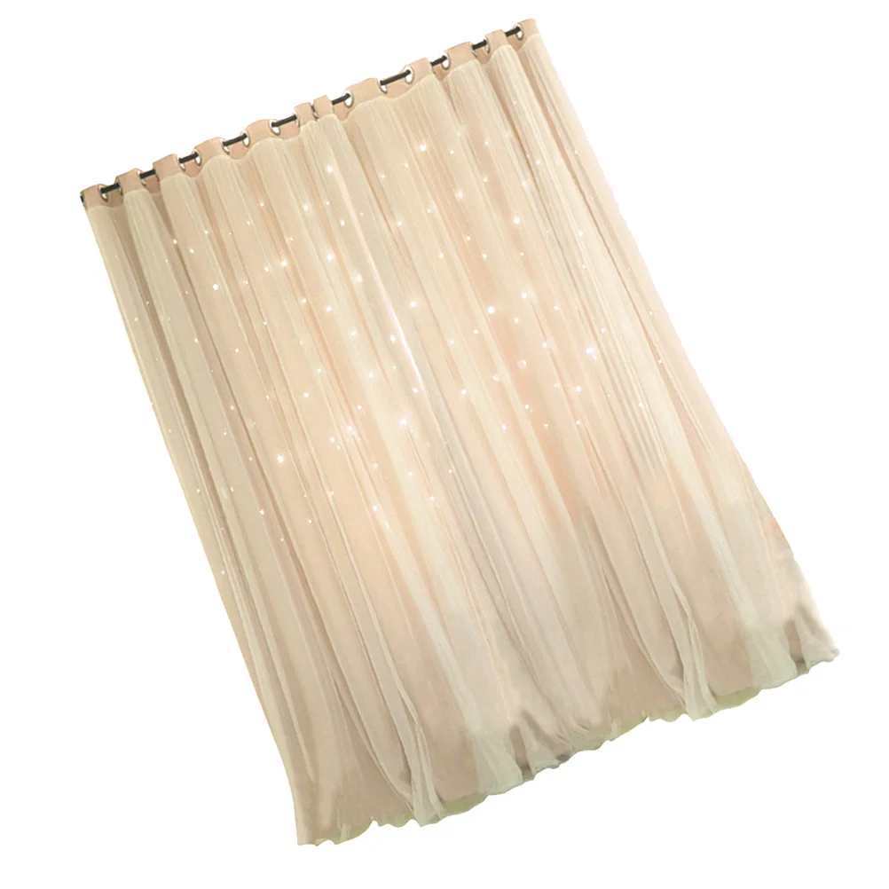 Star Blackout Curtains 1X2M Beige Premium Polyester Hollow Out Design For Bedroom Bathroom Window Grommet Drapes Light Blocking