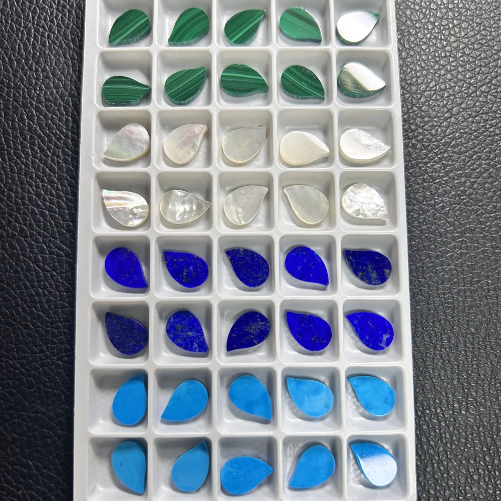 

Mosangna Leaf Shape 8x12x2mm Natural Green Malachite Stone Leaf Red Agate