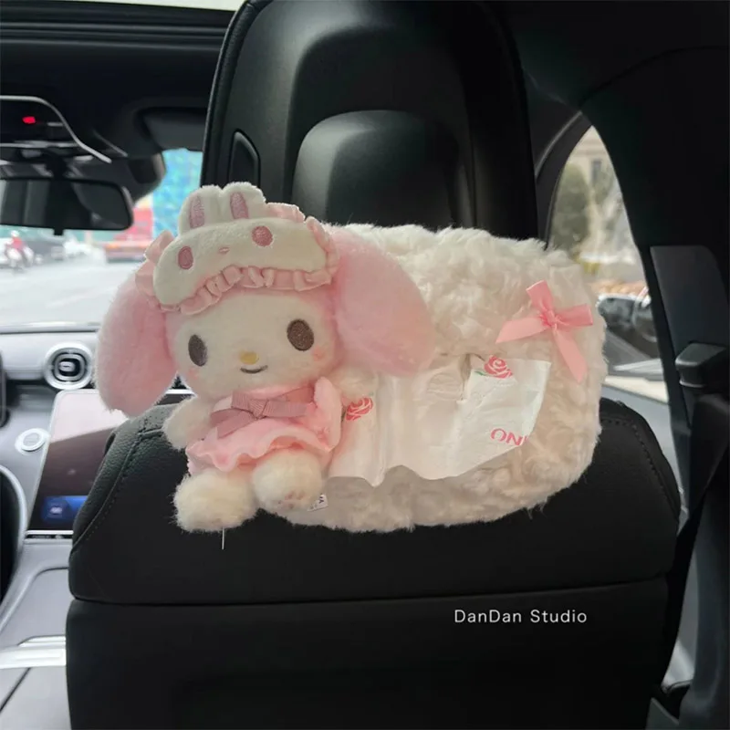 My Melody Cartoon Auto Tissue Box Sanrio Pluche Meisje-Hart Pluche Pop Decoratie Speelgoed Zachte Tissue Cover voor Voertuig Interieur Speelgoed