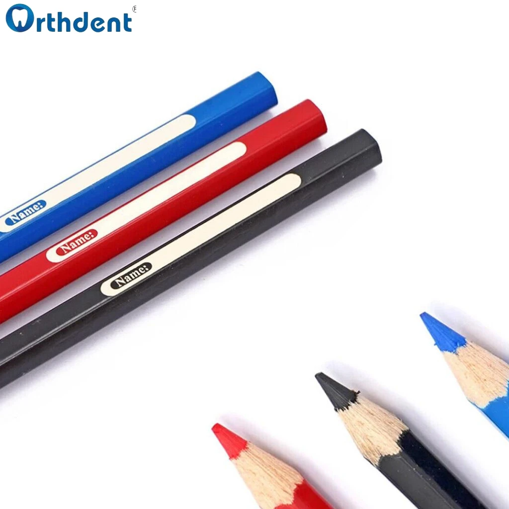 1Pc/3Pcs Dental Oral Marker Pen Wood Intraoral Marker Red/Blue/Black Sterilizable Denture False Teeth Repair Sign Line Dentistry