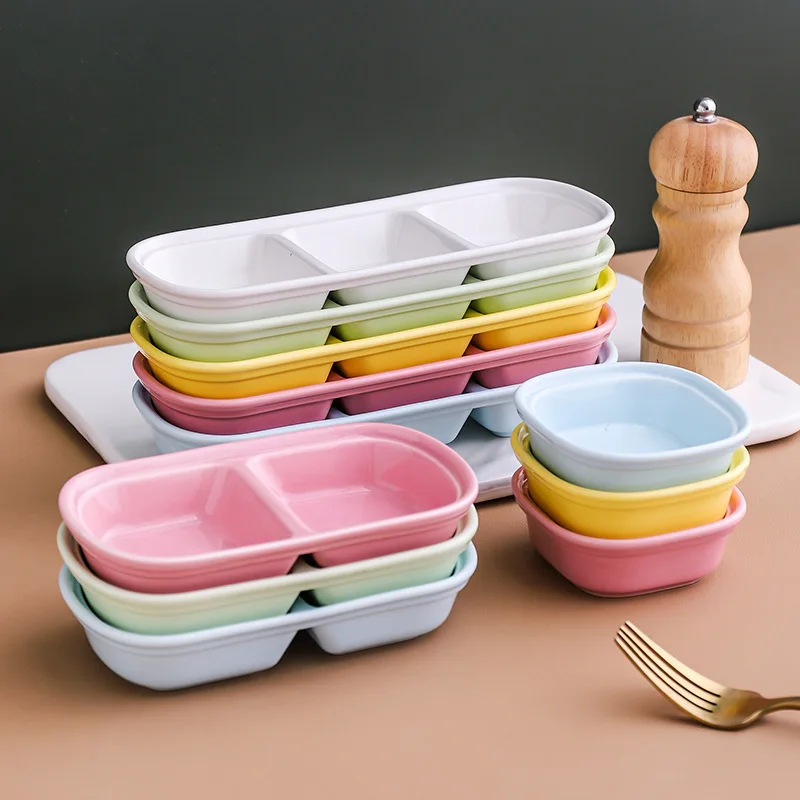 Nordic Ceramic Dipping Saucer Divider Seasoning Flavor Dish Sushi Sashimi Wasabi Soy Sauce Disc Snack Kimchi Small Plate