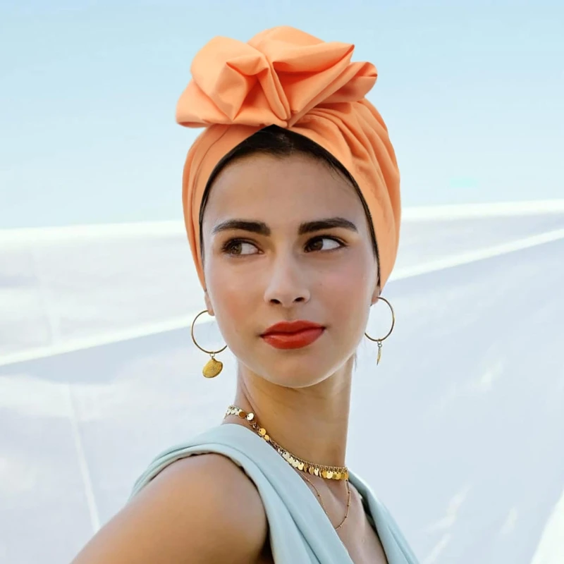 Turbans for Women Soft Pre Tied Knot Fashion Pleated Turban Beanie Summer Beach Headwrap Sleep Hat Multi Color