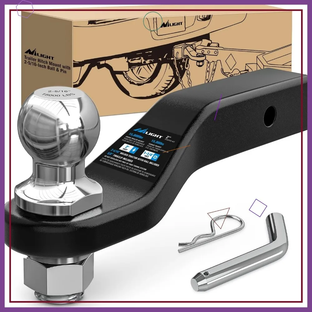 

Сверхмощное кованое крепление для прицепа с шариком 2-5/16 дюймов, подходит для 2-дюймового приемника, емкостью 15000 фунтов, глянцевая черная отделка