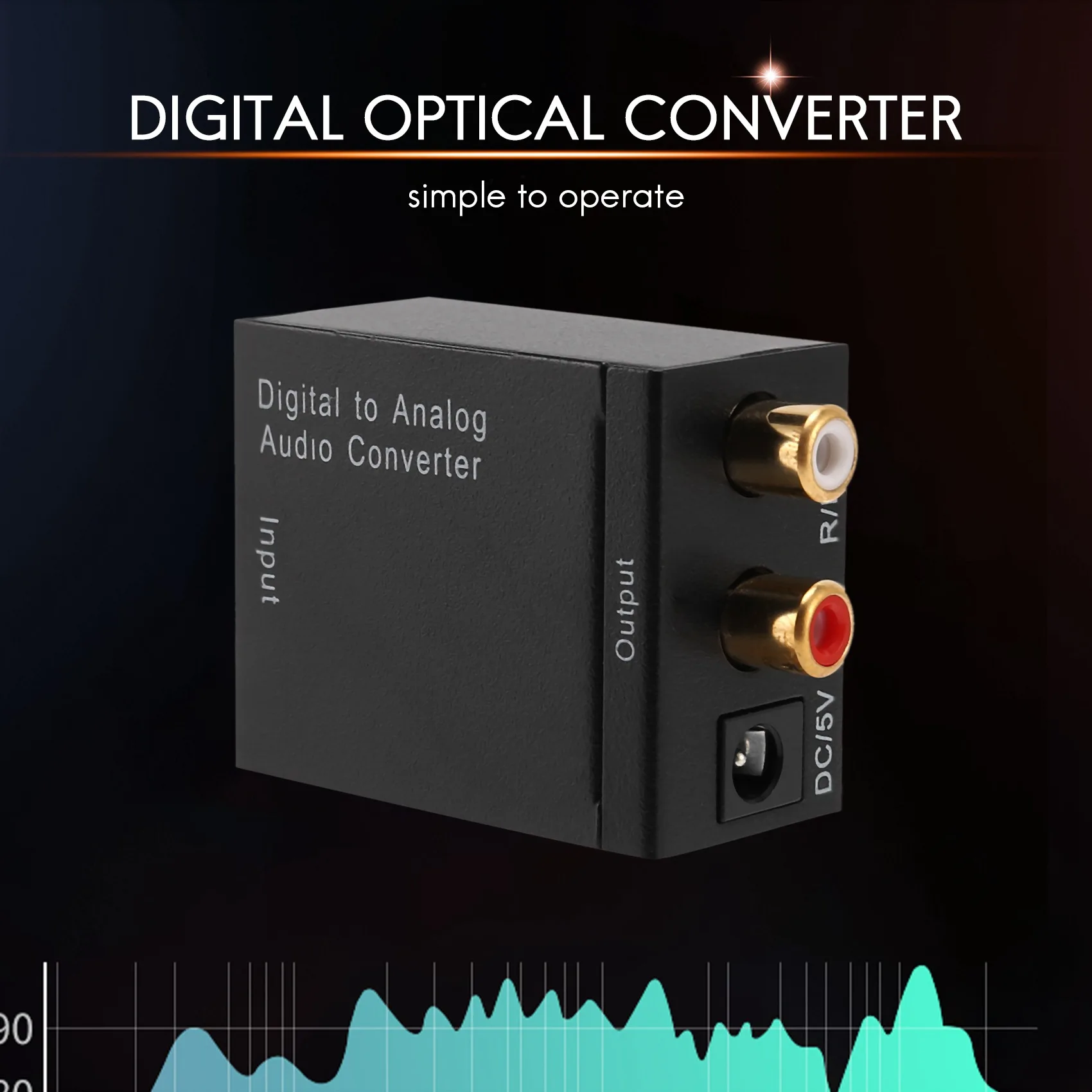 Digital Optical Coaxial Toslink Signal to Analog Audio Converter Adapter RCA SV