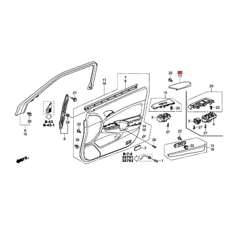 لوحة زخرفية لمسند ذراع الباب ، مناسبة لـ Ac co ، So ng Po et ry Car ، 835533-ta0-a31za 8350-ta0-a31za #3