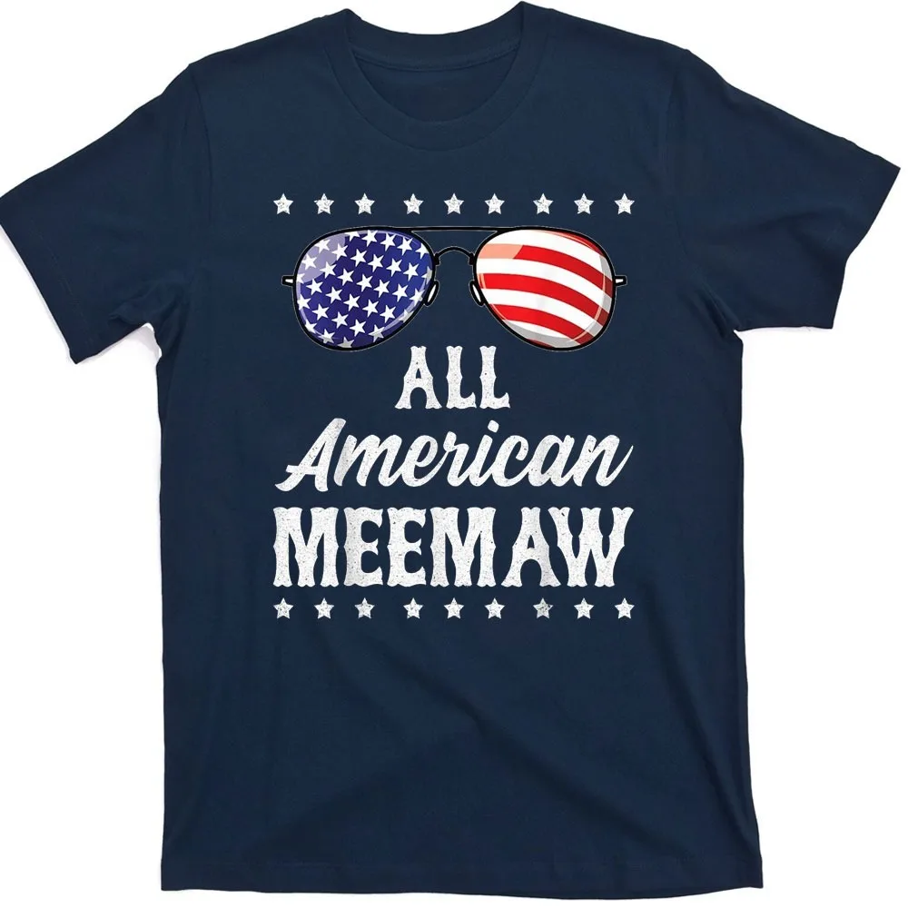 USA All American MEEMAW 4th of July Independence Day Patriot USA TShirt  Classic ManWoman Vintage Fashion Streetwear Short-sleev