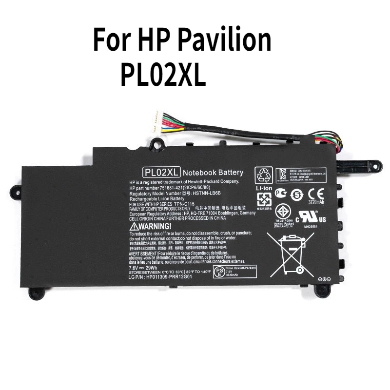 

PL02XL Laptop Battery HP Pavilion 11 X360 11-n010dx 11-n000snx 11-N014TU 11-N030TU 751681-421 HSTNN-LB6B HST-DB6B 7.6V 29WH