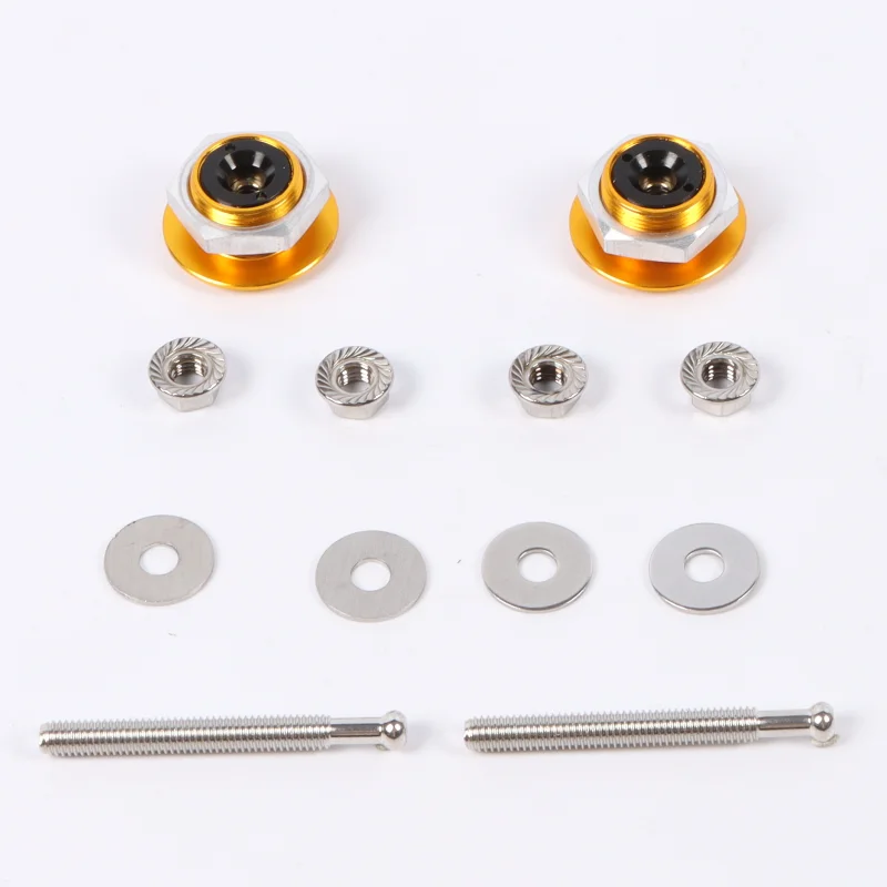 2pcs/lot Golden Push Button Quick Release Hood Pins Bonnet Lock Clip Car Engine Cover Universal Lock Latch