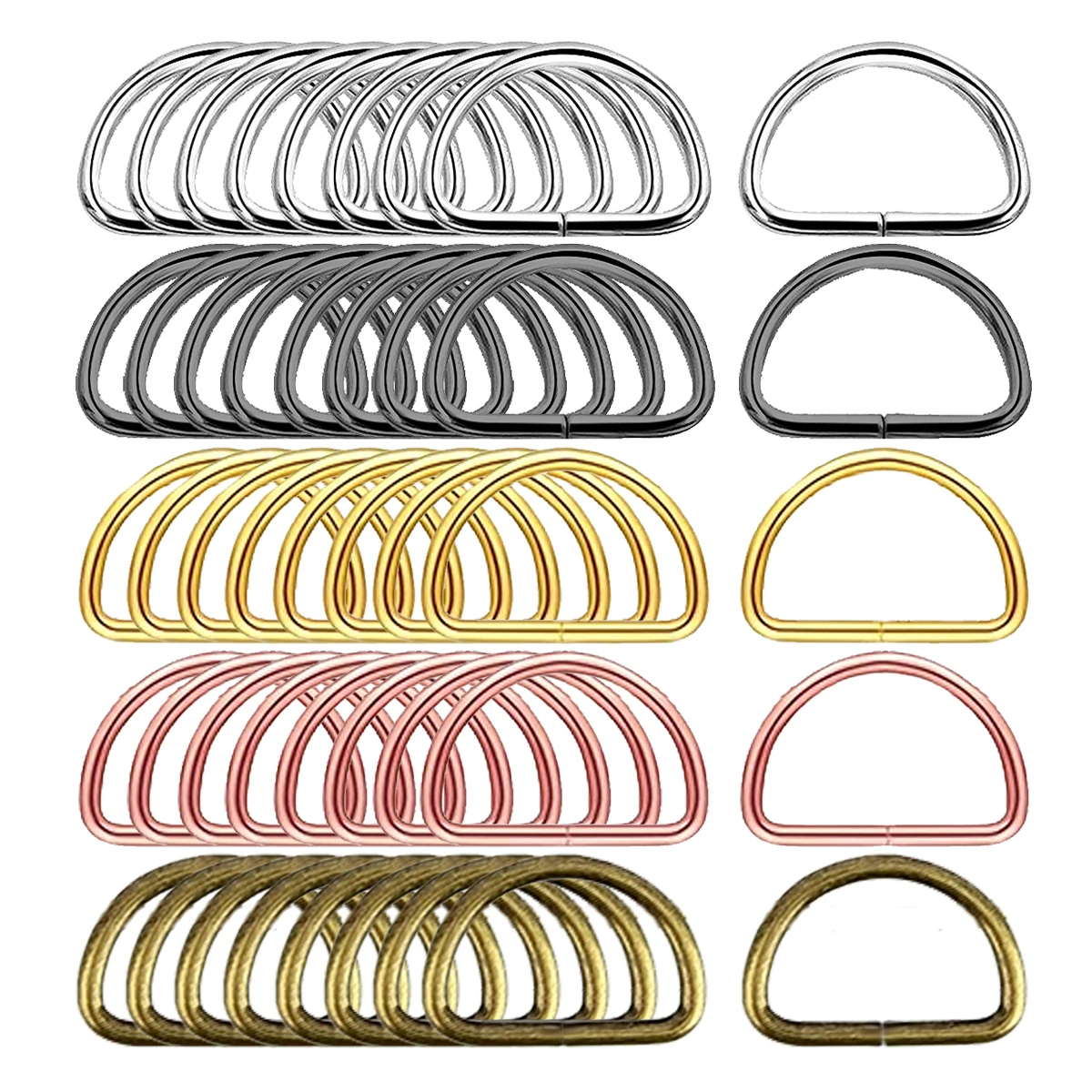 30/60/100Pcs D-Shaped Ring Metal Buckle with Sewing Accessories Suitable for Wallet Bags, Crafts, Collar Making, DIY Supplies
