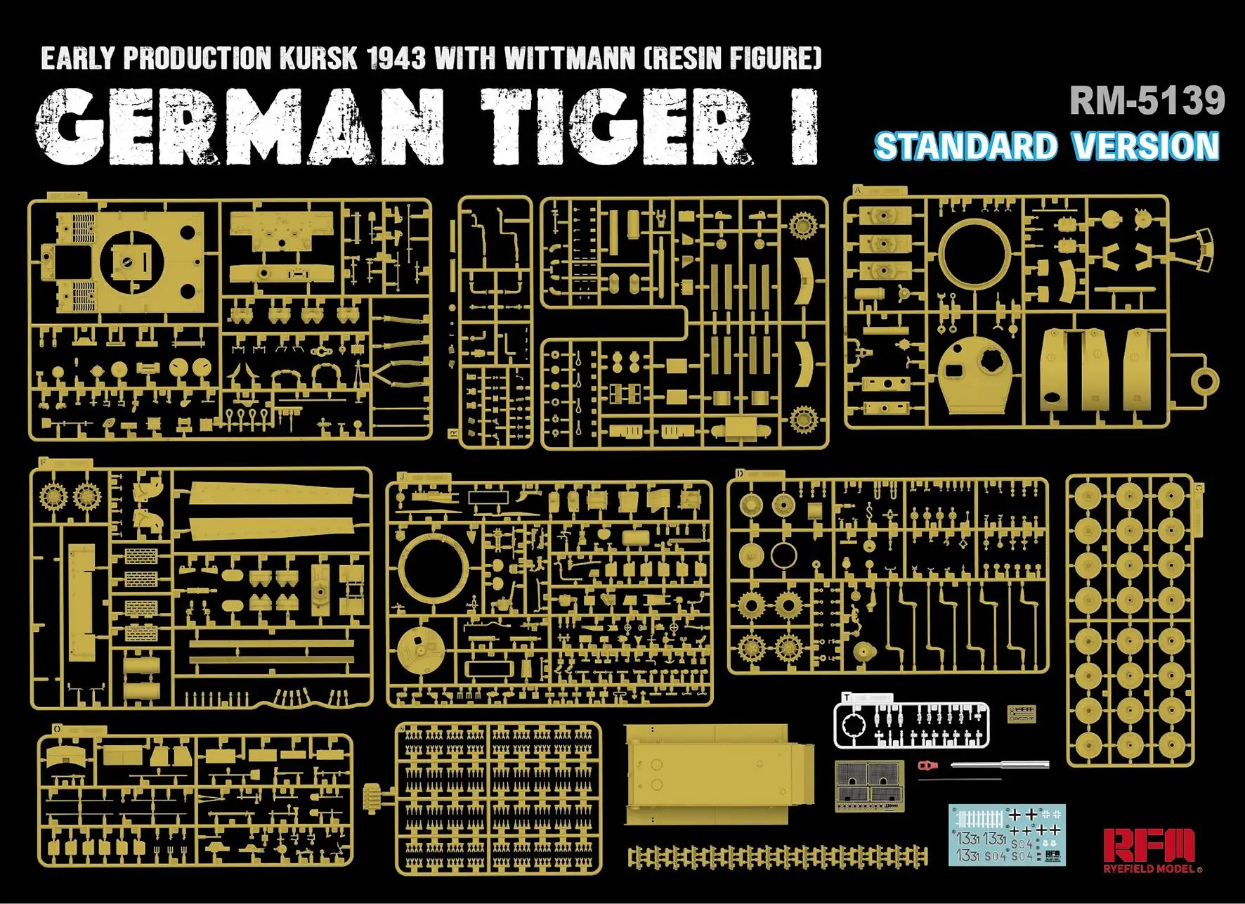 RYEFIELD 5139 1/35 Scale Sd.Kfz.181 TIGER I EARLY PRODUCTION KURSK 1943 w/WITTMANN （Resin Figure）STANDARD VERSION