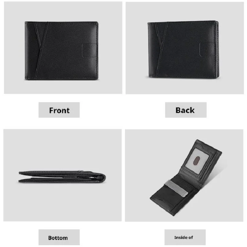 Slim Wallets for Men Genuine Leather Men's Money Clip RFID Blocking Front Pocket Bifold Wallet Thin Credit Card Holder Purse