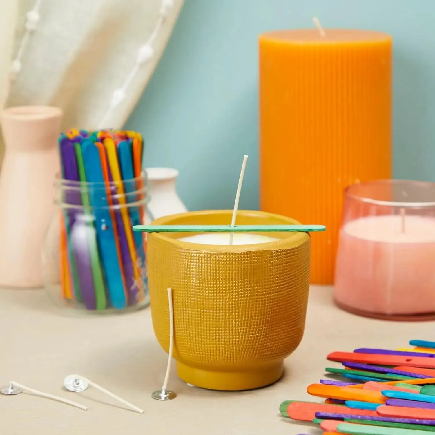 50 قطعة شمعة خشبية الفتيل أصحاب شمعة صنع أداة الخشب شمعة الفتيل حامل الشمعدان البيئي المثبت أداة #6