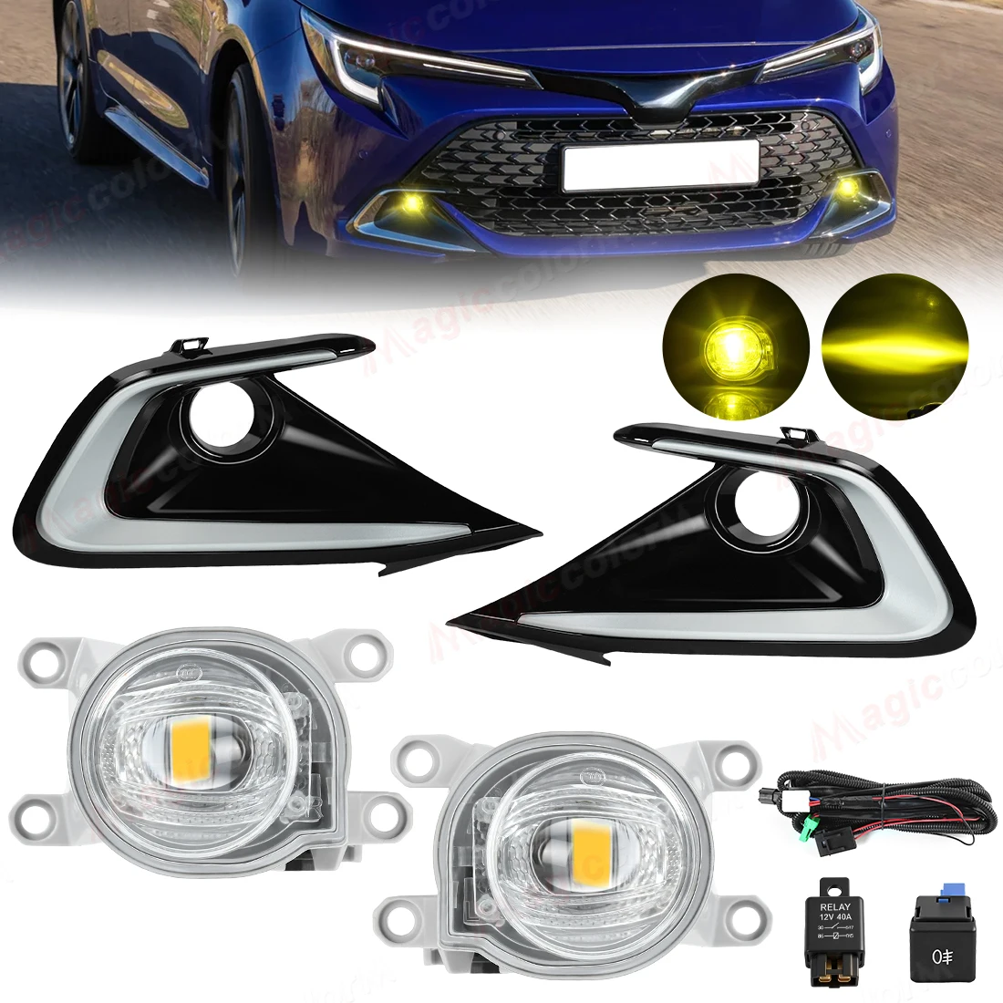 For Toyota Corolla Hatchback 2023 2024 2025 2026 Car Fog Lamps DRL Daytime Running Lights Front Bumper Headlights LED Daylights