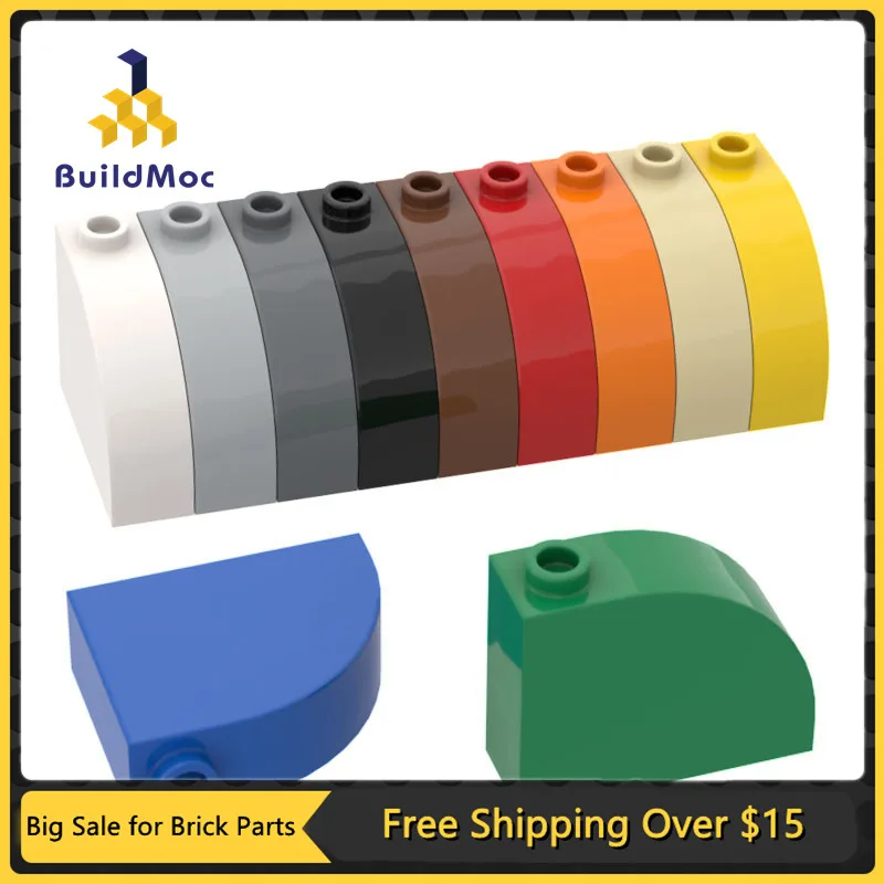 MOC Compatible Assembles Particles 33243 Slope Curved 3 x 1 x 2 with Stud Building Blocks Parts DIY Enlighten Block Bricks Toys