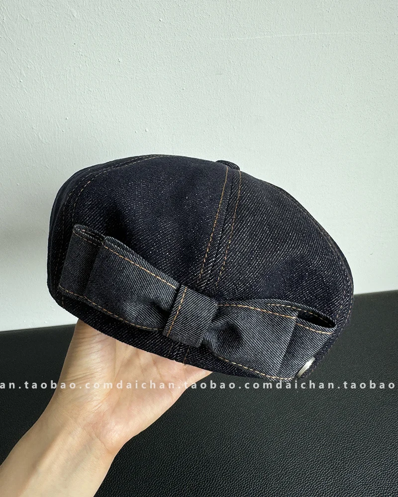Cappello da zucca ottagonale strutturato con doppio fiocco dolce fatto a mano per l'industria pesante giapponese