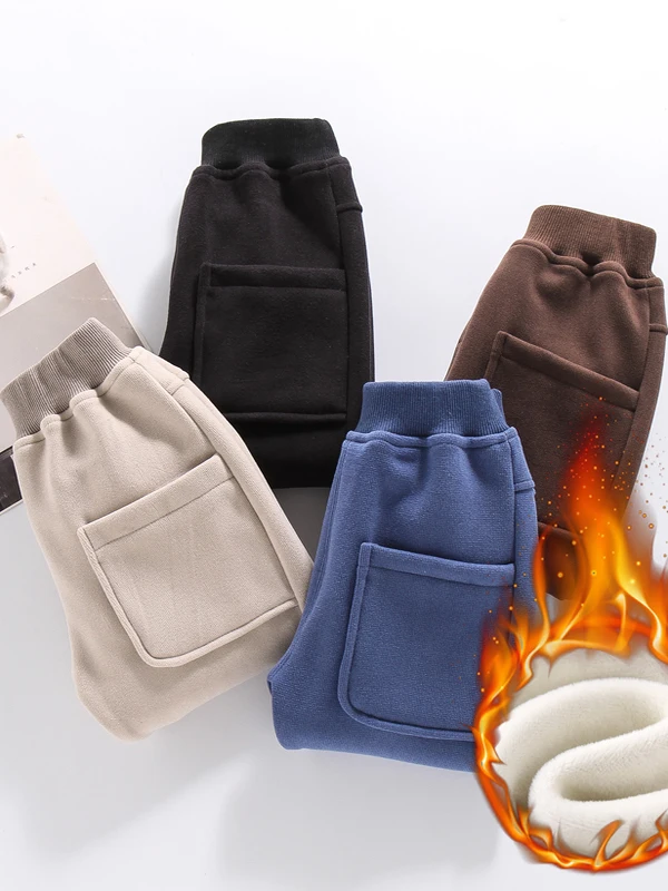 

Брюки на подкладке для мальчиков, зимние брюки 2021, новые бархатные свободные повседневные теплые брюки с термостойкими манжетами для мальчиков Faion Boy