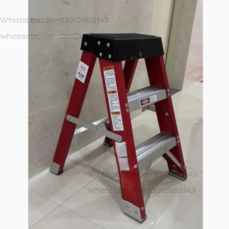 Fiberglass Folding Three Step Ladder Stool, Insulated Zigzag Horse Step Stool for Household Decoration & Power Engineering Work