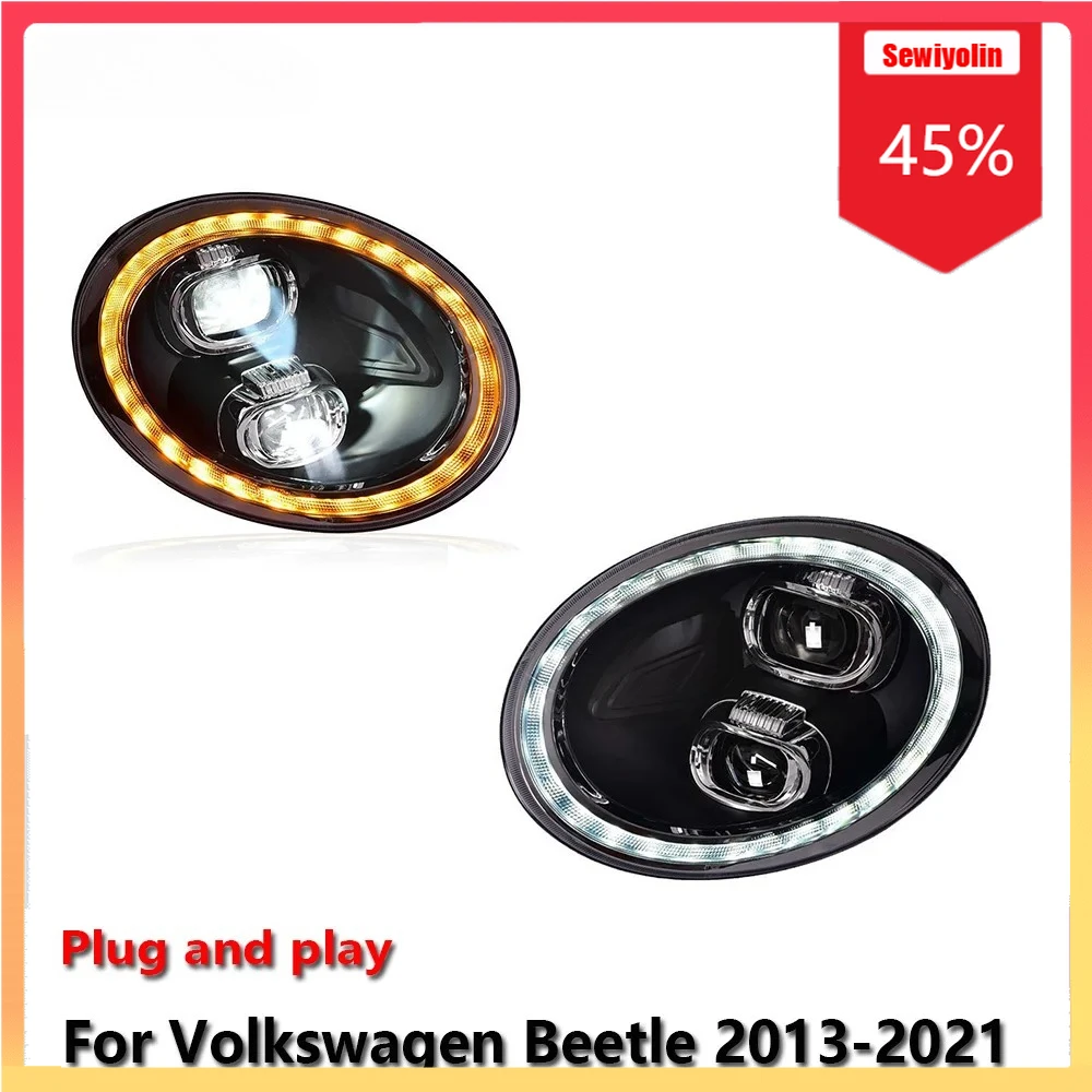 

Sewiyolin Car LED Headlight Automobile Parts For Volkswagen Beetle 2013-2021Fog DRL Brake Turn Signal Lamp Plug And Play