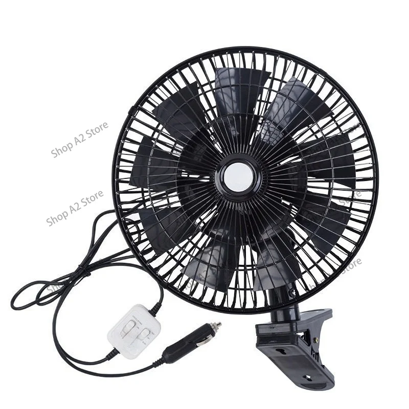 11 Inch Vehicle Clip-on Cooling Fan, 12V 24V Truck Car Tricycle Fan, Large Air Volume Quiet Strong Wind Car Cooling Fan 220V